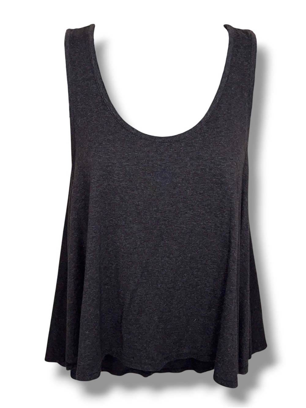 Medium Mauve Brand Dark Grey Cropped Flowy Tank Top Casual Loungewear Stretch